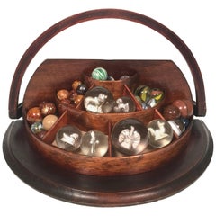 19th Century Marble Collection in Antique Glass and Wood Display Case