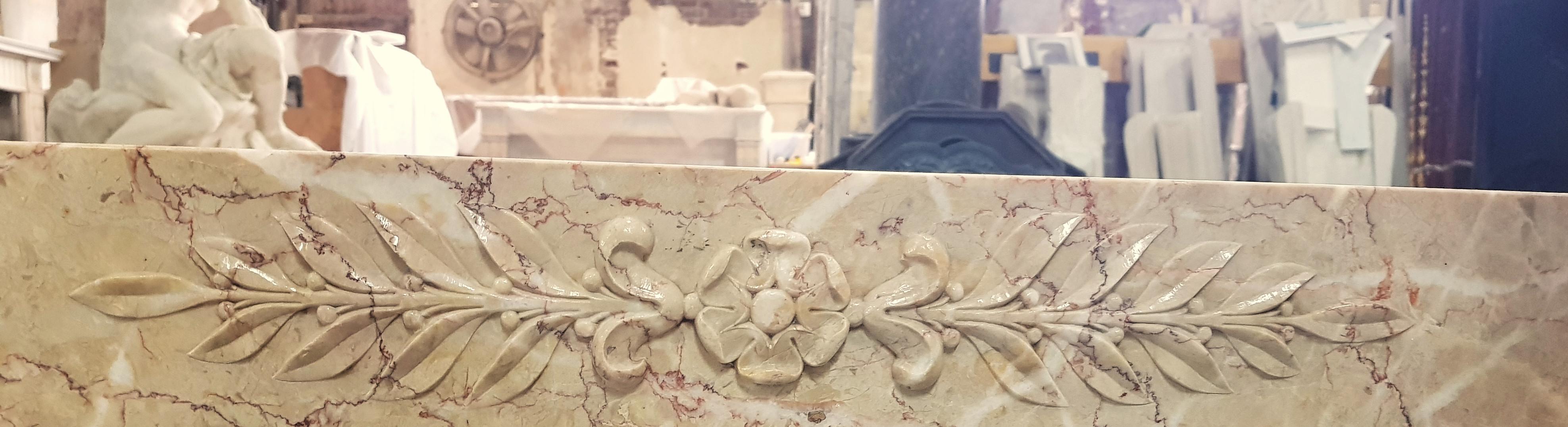 Carved 19th Century Marble Console Louis XVI Style For Sale