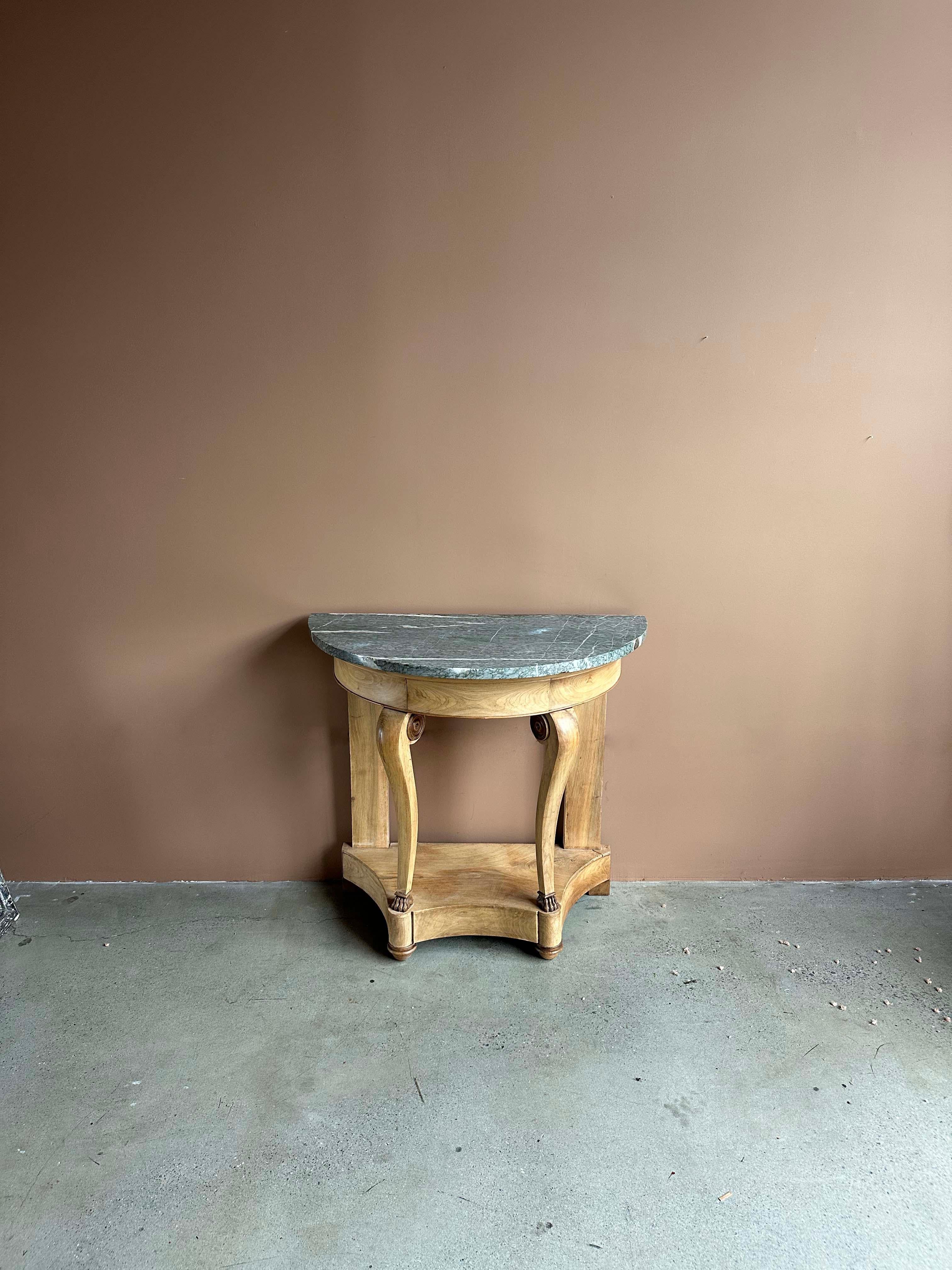 Neoclassical Revival 19th Century Marble Demi Lune Console Table For Sale