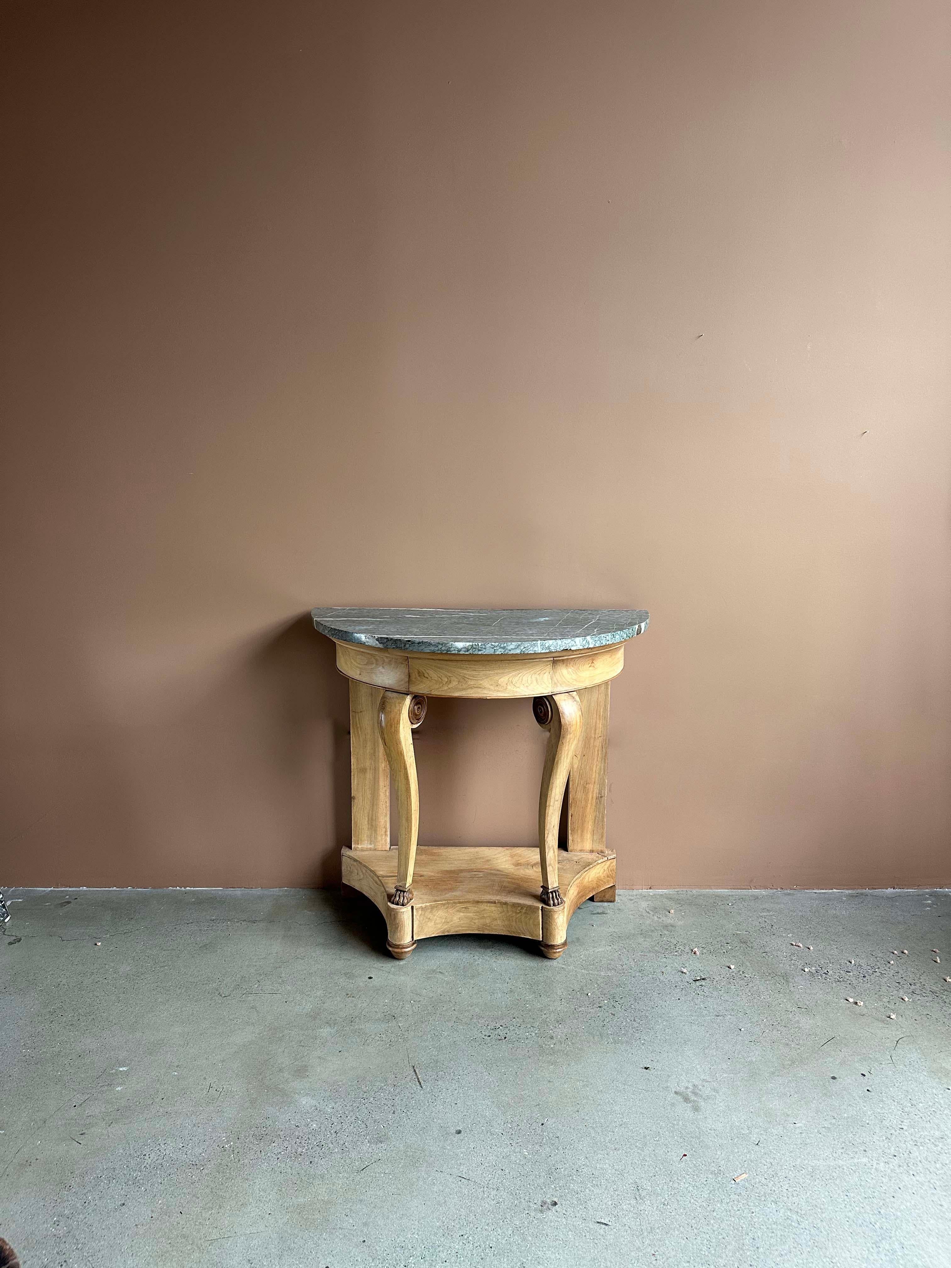 European 19th Century Marble Demi Lune Console Table For Sale