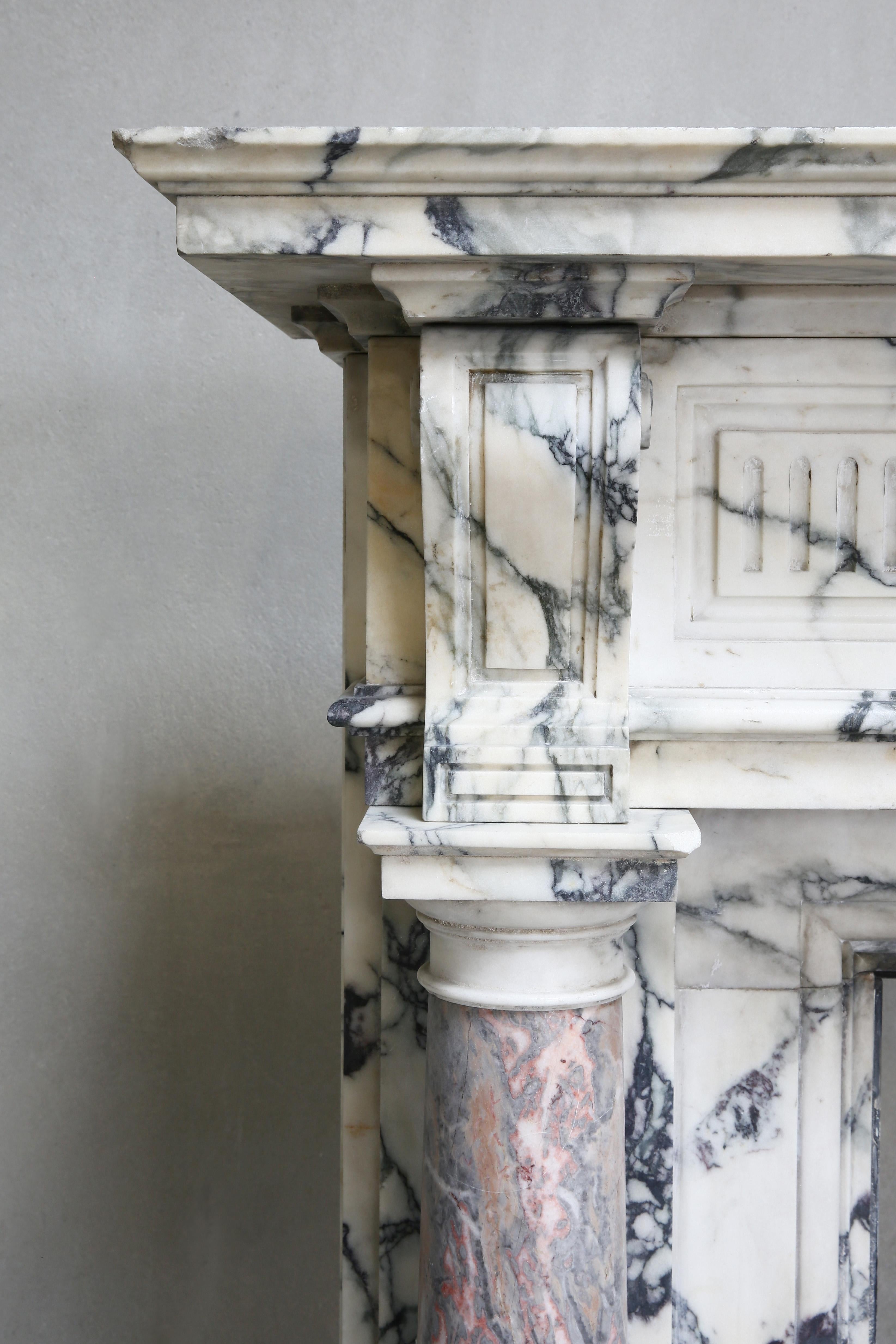 19th Century Marble Fireplace of Paonazzo Marble and Sarrancolin Marble 4