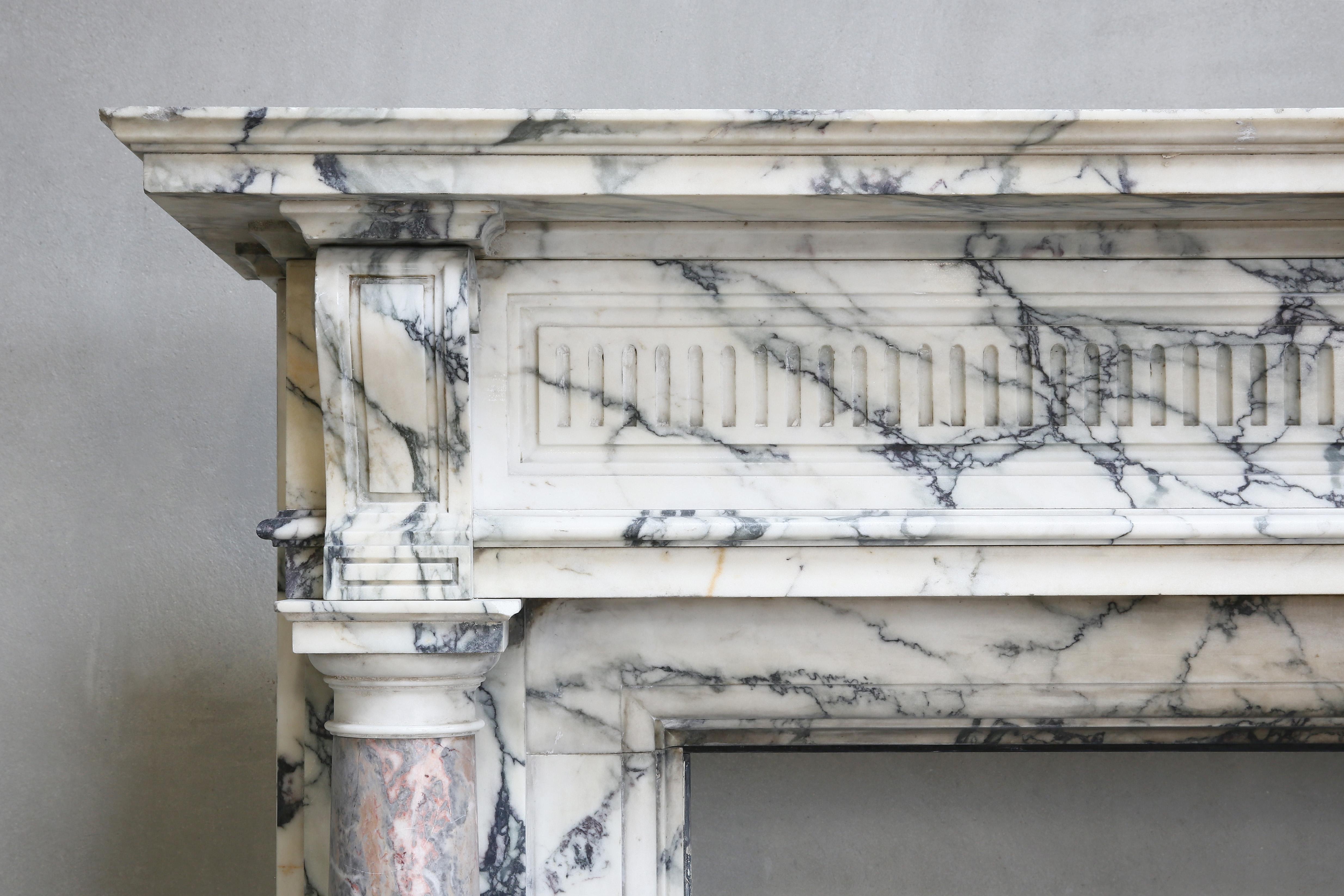 19th Century Marble Fireplace of Paonazzo Marble and Sarrancolin Marble In Good Condition In Made, NL
