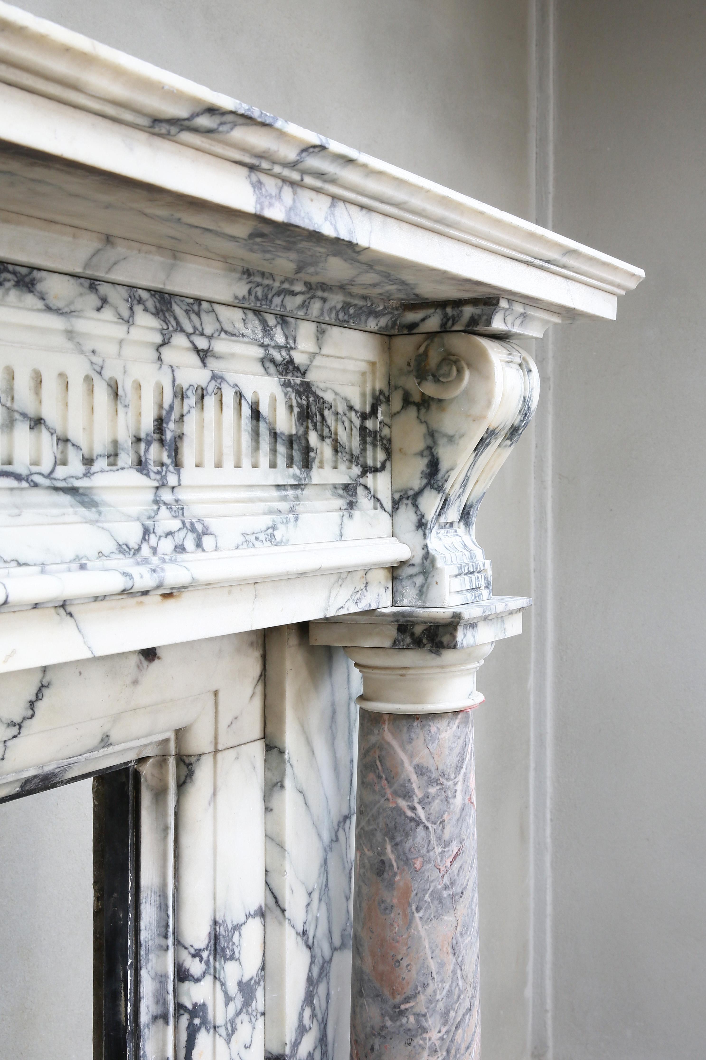 19th Century Marble Fireplace of Paonazzo Marble and Sarrancolin Marble 3