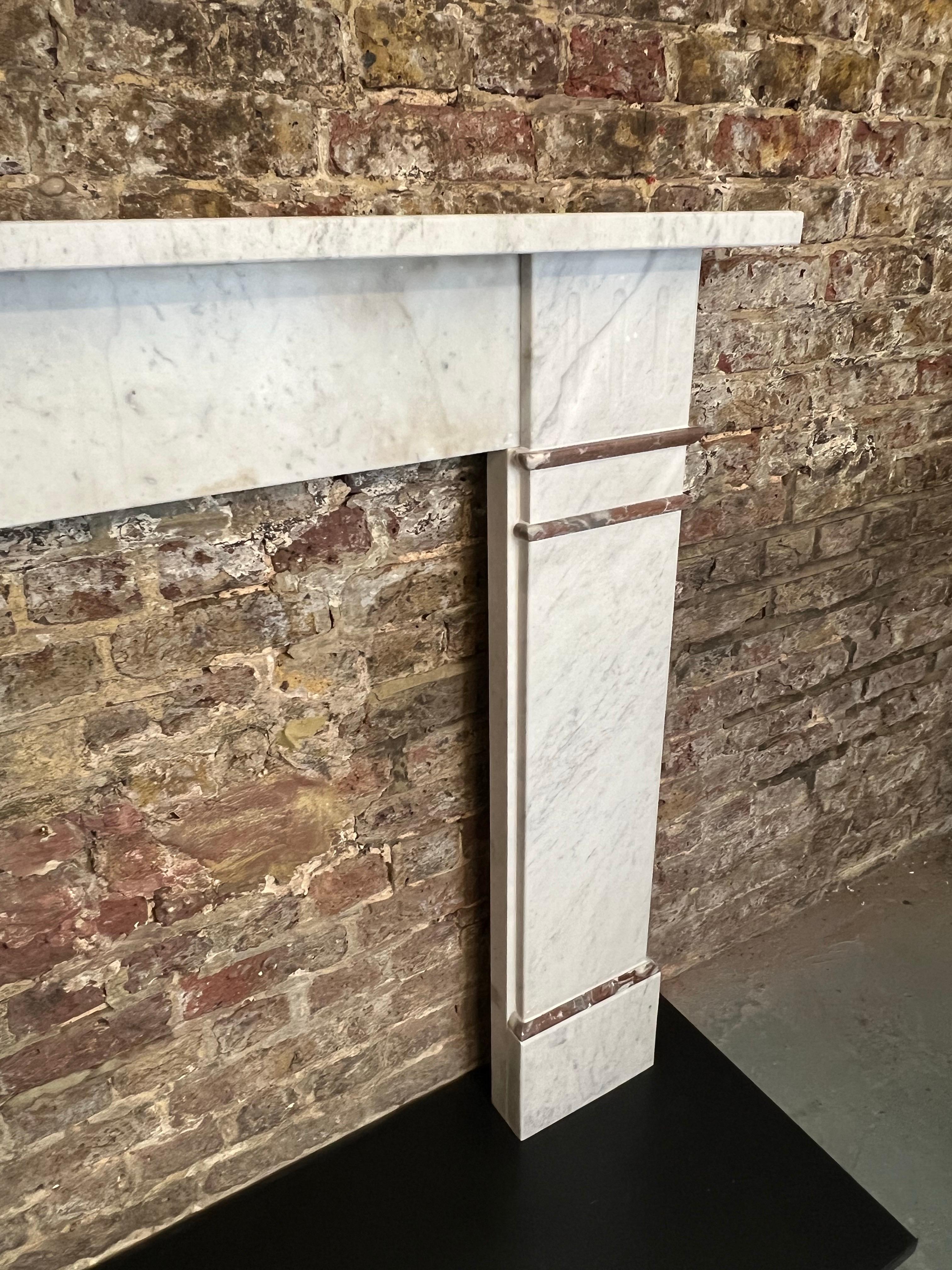 Hand-Carved 19th Century Marble Fireplace Surround Mantlepiece For Sale
