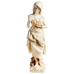 19th Century Marble Flower Girl, by Prof. A Cambi