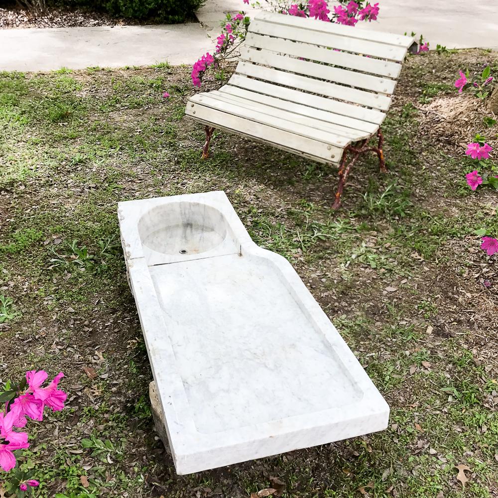 Hand-Crafted 19th Century Marble Fountain Basin or Garden Sink