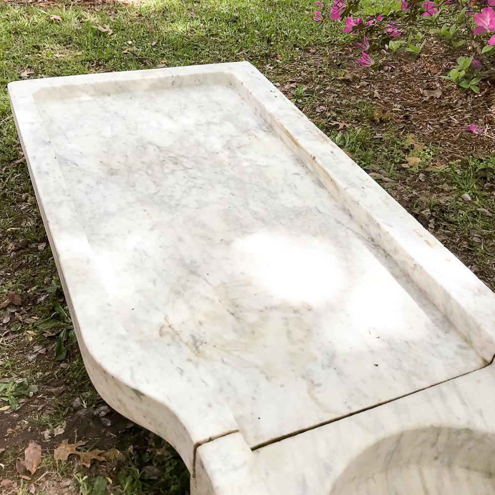 Carrara Marble 19th Century Marble Fountain Basin or Garden Sink