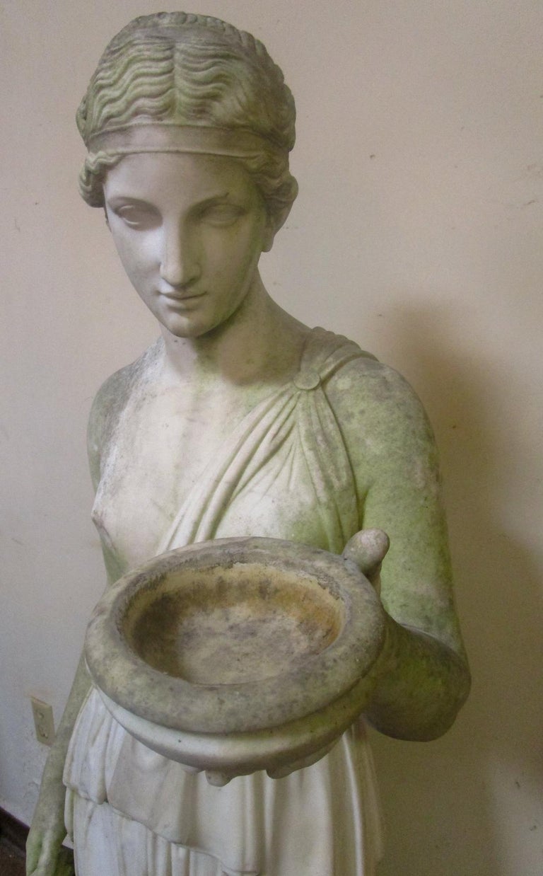 19th Century Marble Garden Statue Hebe Life Size Greek Goddess of Youth