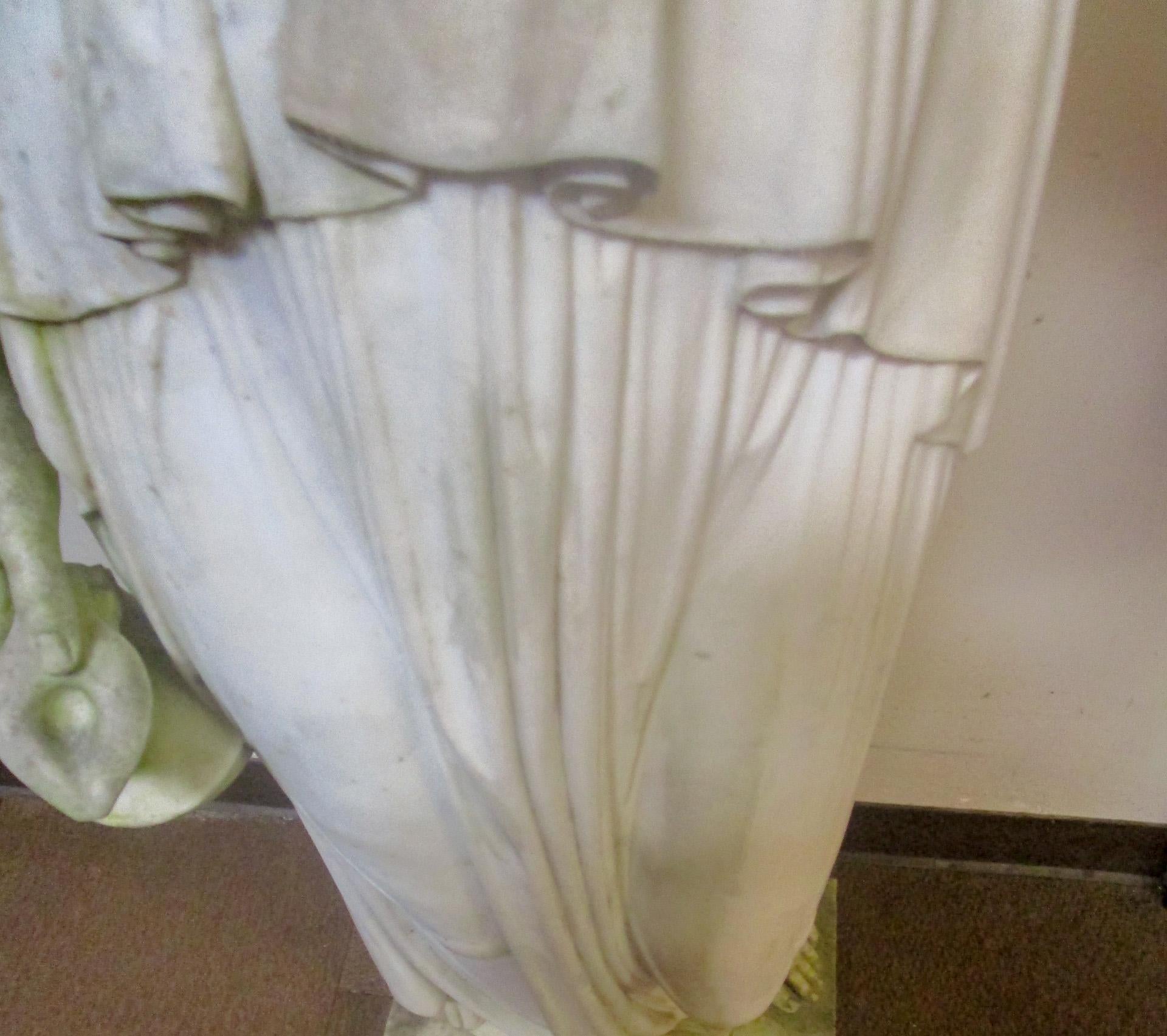 19th Century Marble Garden Statue Hebe Life Size Greek Goddess of Youth 4