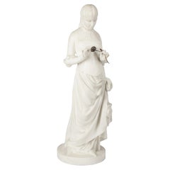 19th Century Marble Girl Holding a Flower