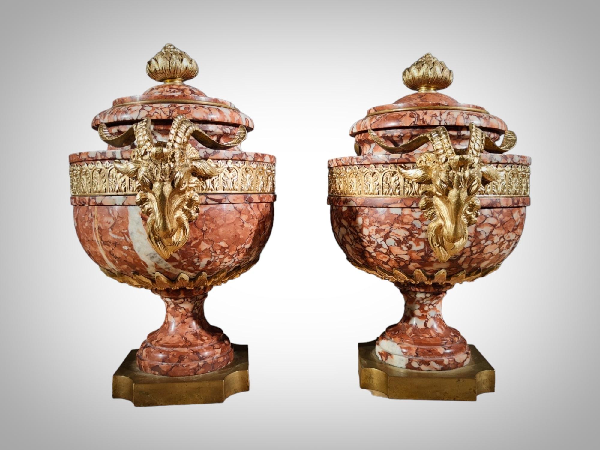 19th Century Marble Goblets: Elegance in Marble and Gilded Bronze For Sale 8