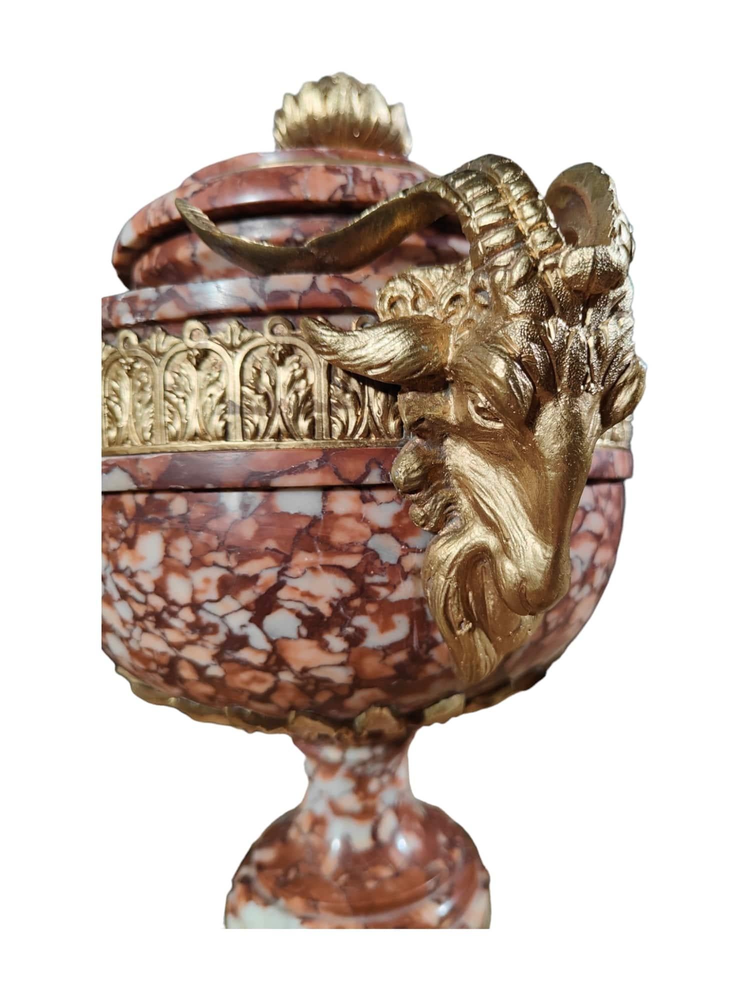 19th Century Marble Goblets: Elegance in Marble and Gilded Bronze For Sale 14