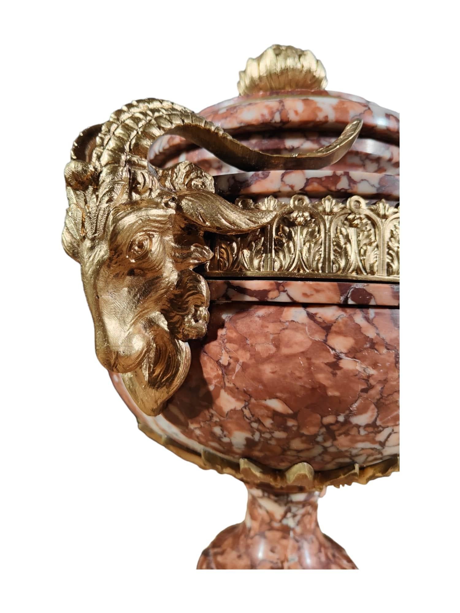 19th Century Marble Goblets: Elegance in Marble and Gilded Bronze For Sale 17