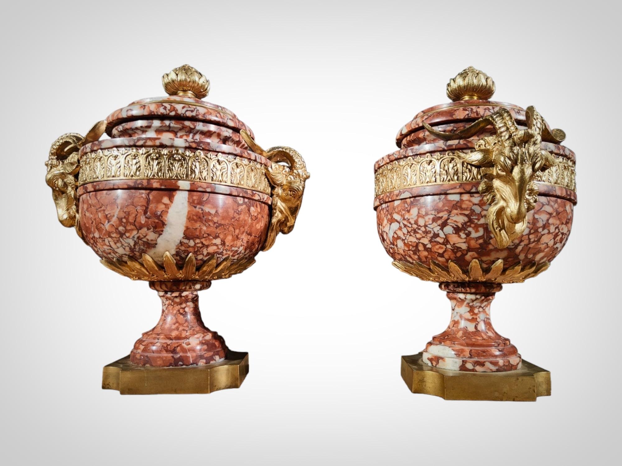 19th Century Marble Goblets: Elegance in Marble and Gilded Bronze For Sale 6