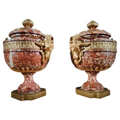 19th Century Marble Goblets: Elegance in Marble and Gilded Bronze