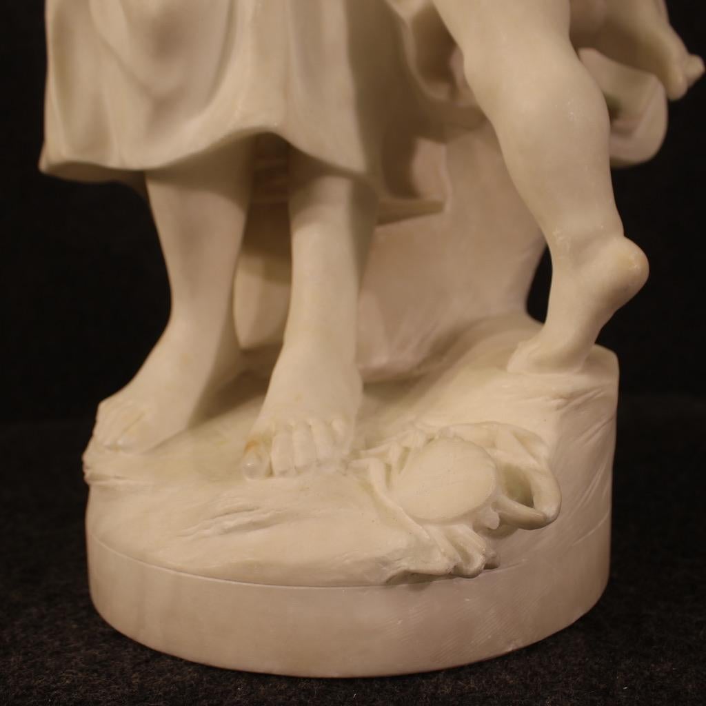 19th Century Marble Italian Signed Children Sculpture, 1890 For Sale 6