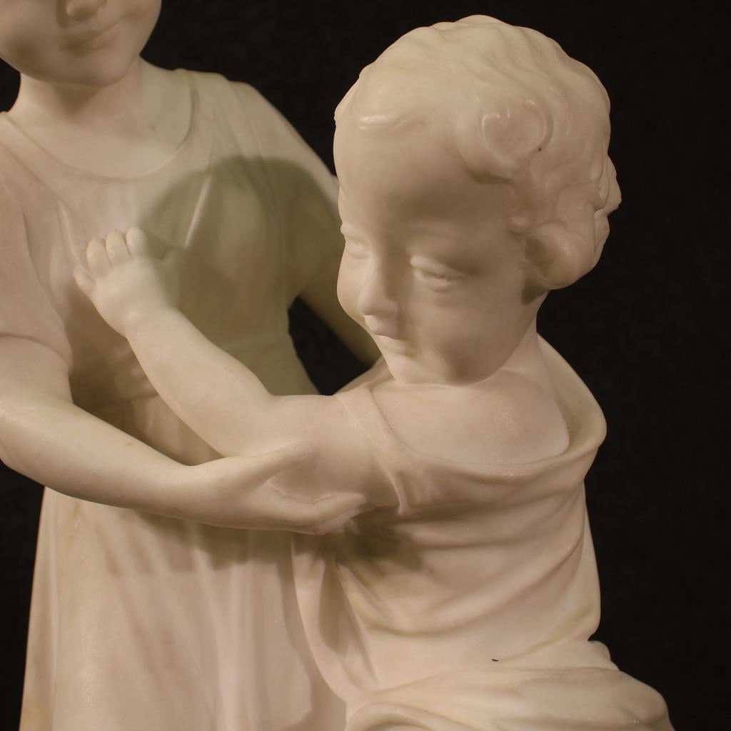 19th Century Marble Italian Signed Children Sculpture, 1890 For Sale 7