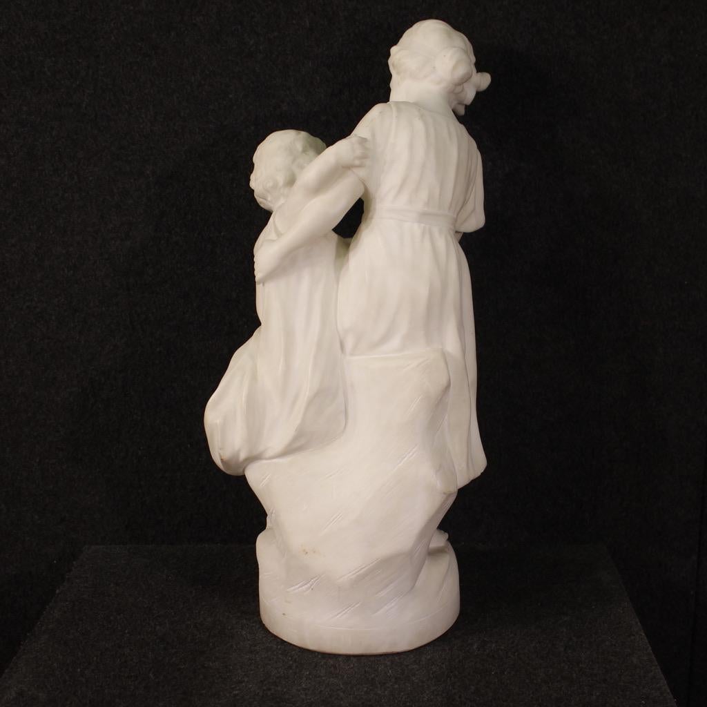 19th Century Marble Italian Signed Children Sculpture, 1890 For Sale 8