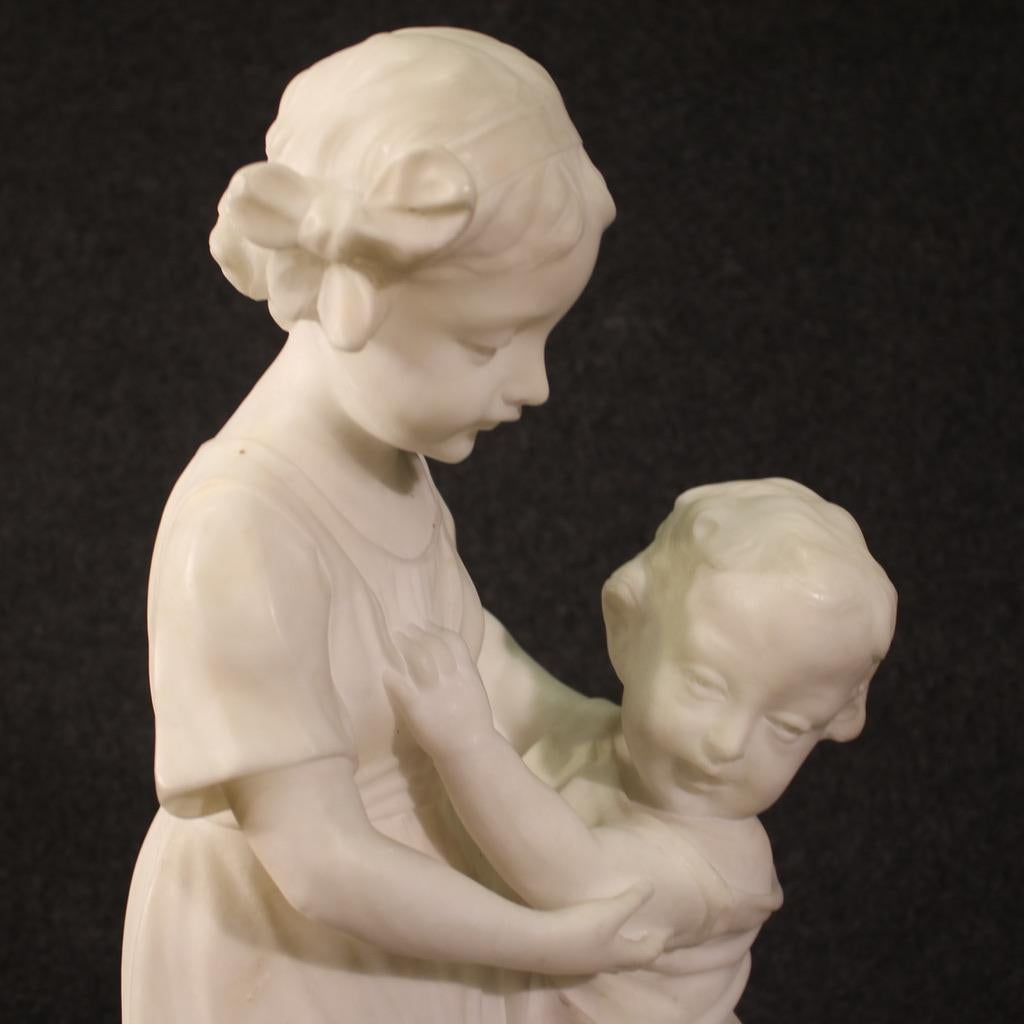 19th Century Marble Italian Signed Children Sculpture, 1890 For Sale 5