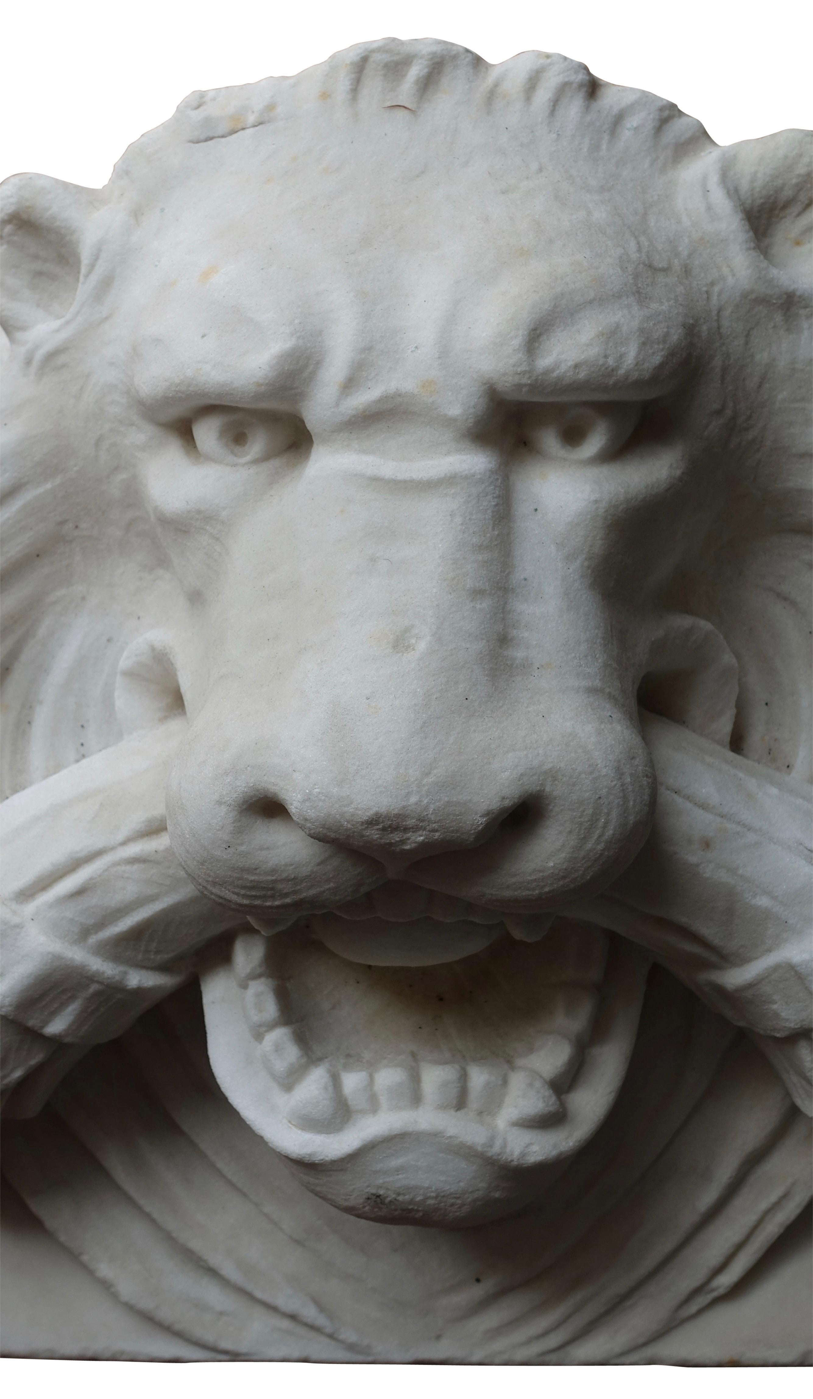19th Century Marble Lion Architectural Element Sculpture In Good Condition In San Francisco, CA