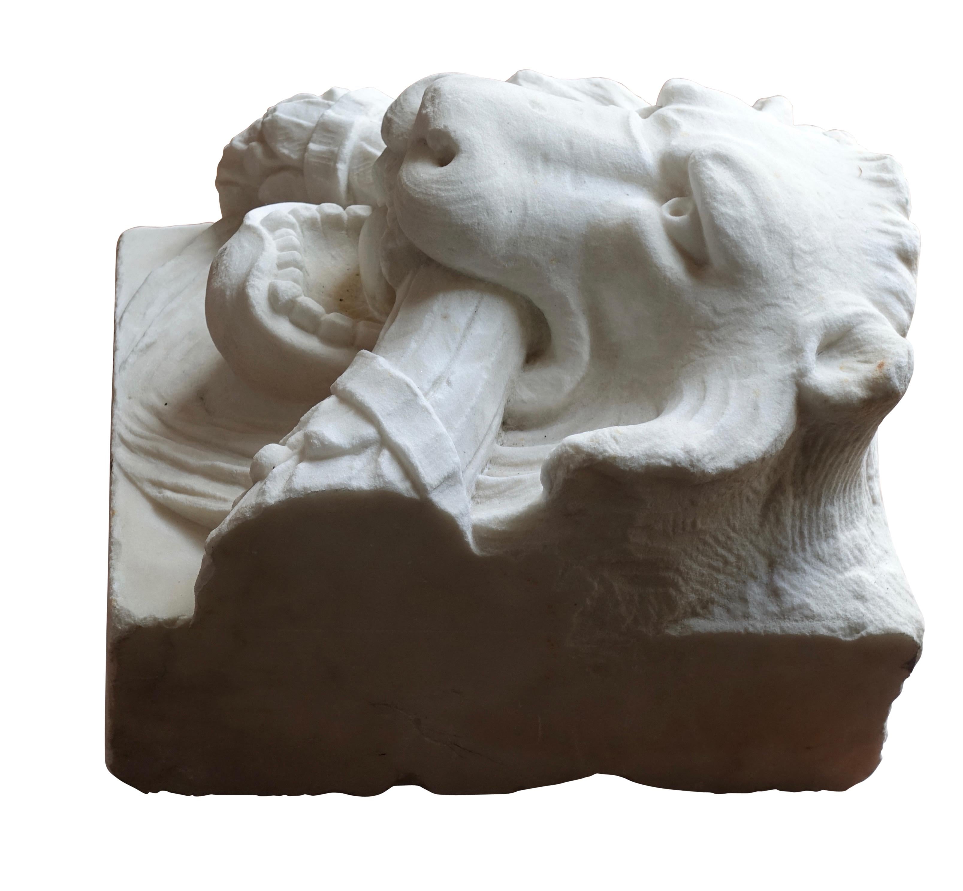 19th Century Marble Lion Architectural Element Sculpture 1