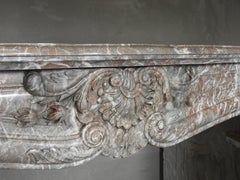 19th Century Marble Louis XV Fireplace in Belgian Marble