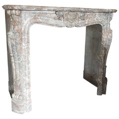 19th Century Marble Louis XV Fireplace in Belgian Marble