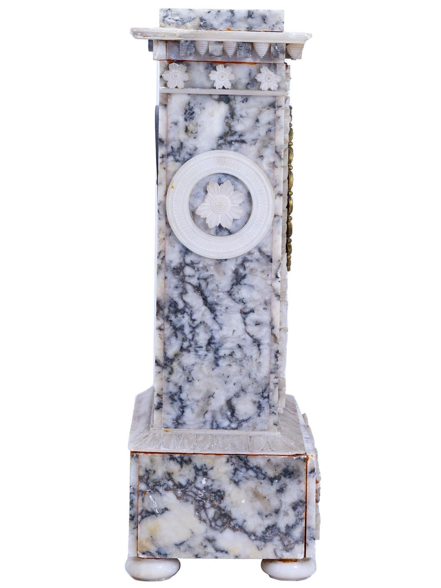 19th Century Marble Mantel Clock in French Empire Style For Sale 6