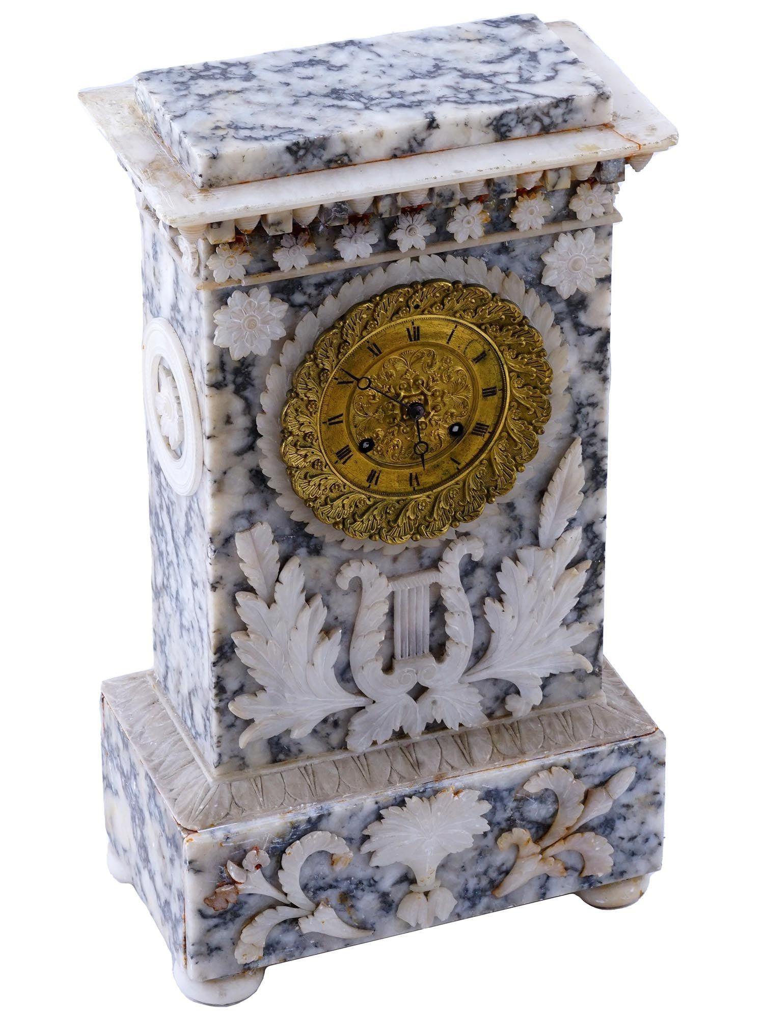 19th Century Marble Mantel Clock in French Empire Style For Sale 7