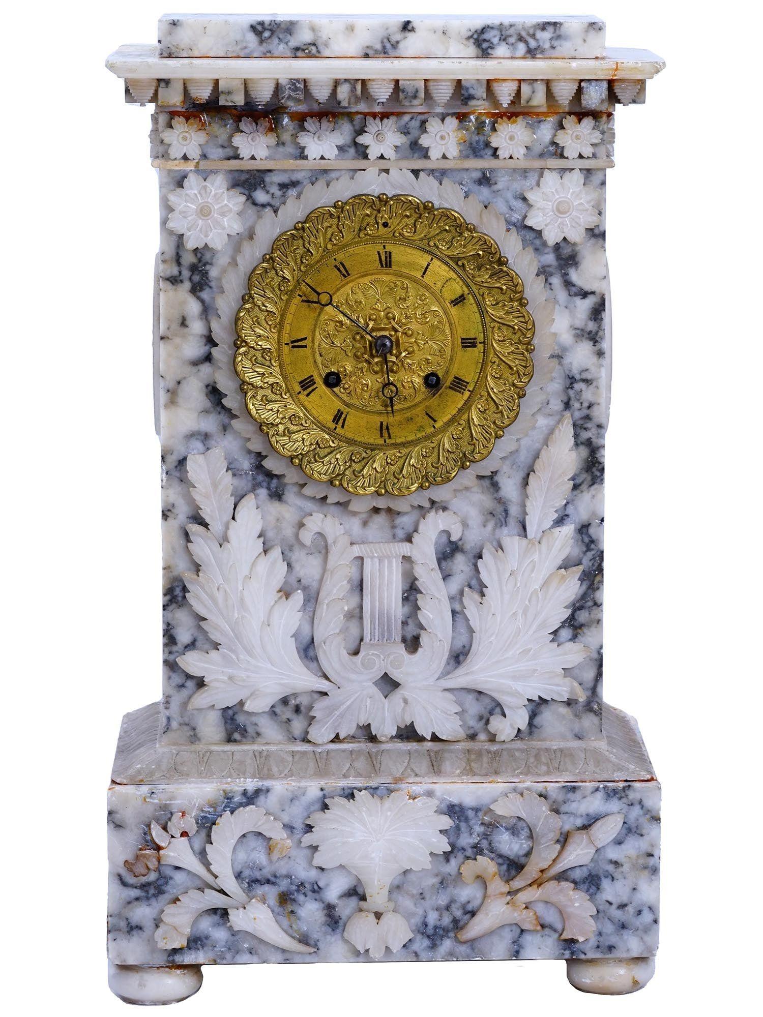 19th Century Marble Mantel Clock in French Empire Style For Sale 8