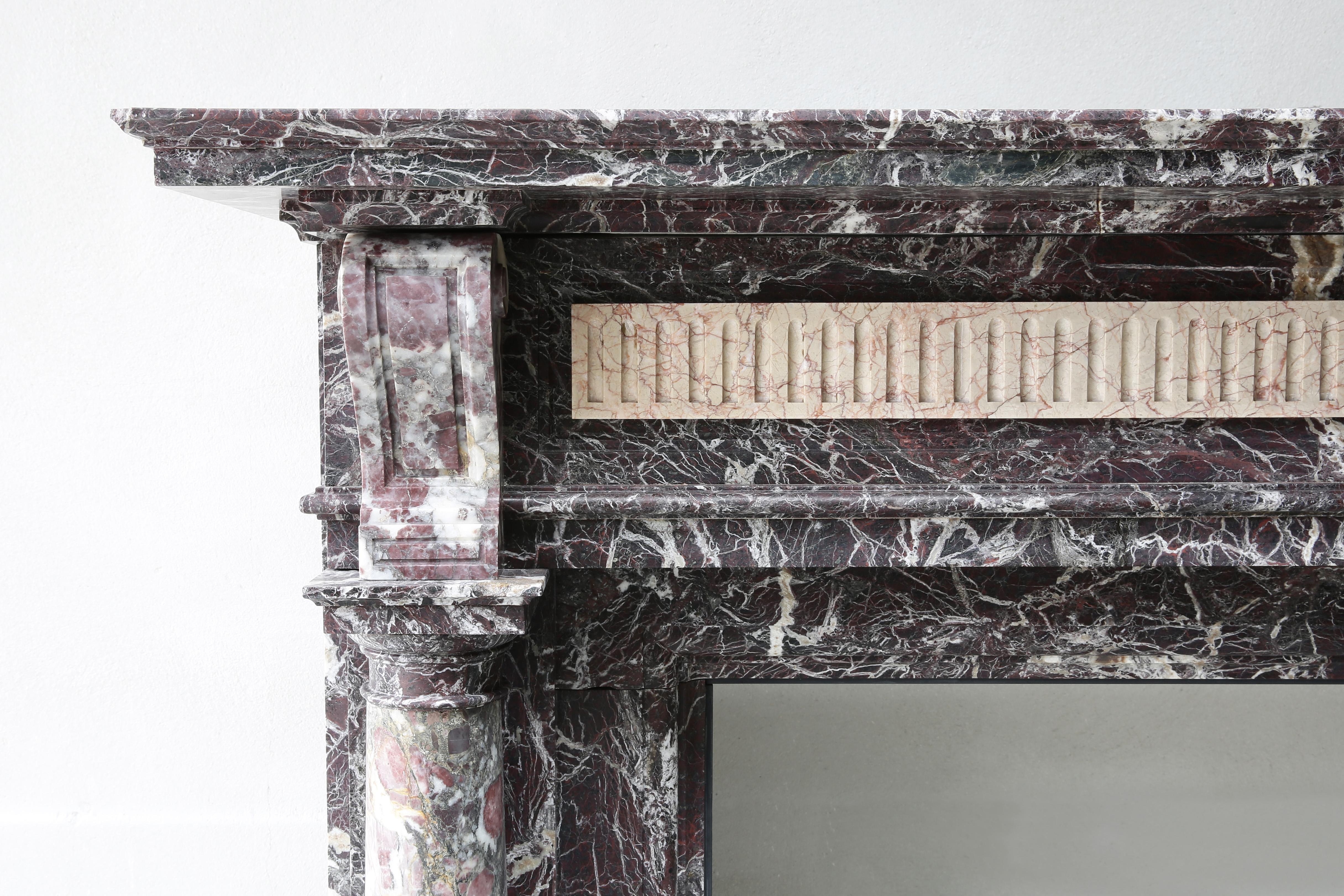 19th Century Marble Mantel in Style of Louis XVI of Levanto Marble from Toscane In Good Condition In Made, NL