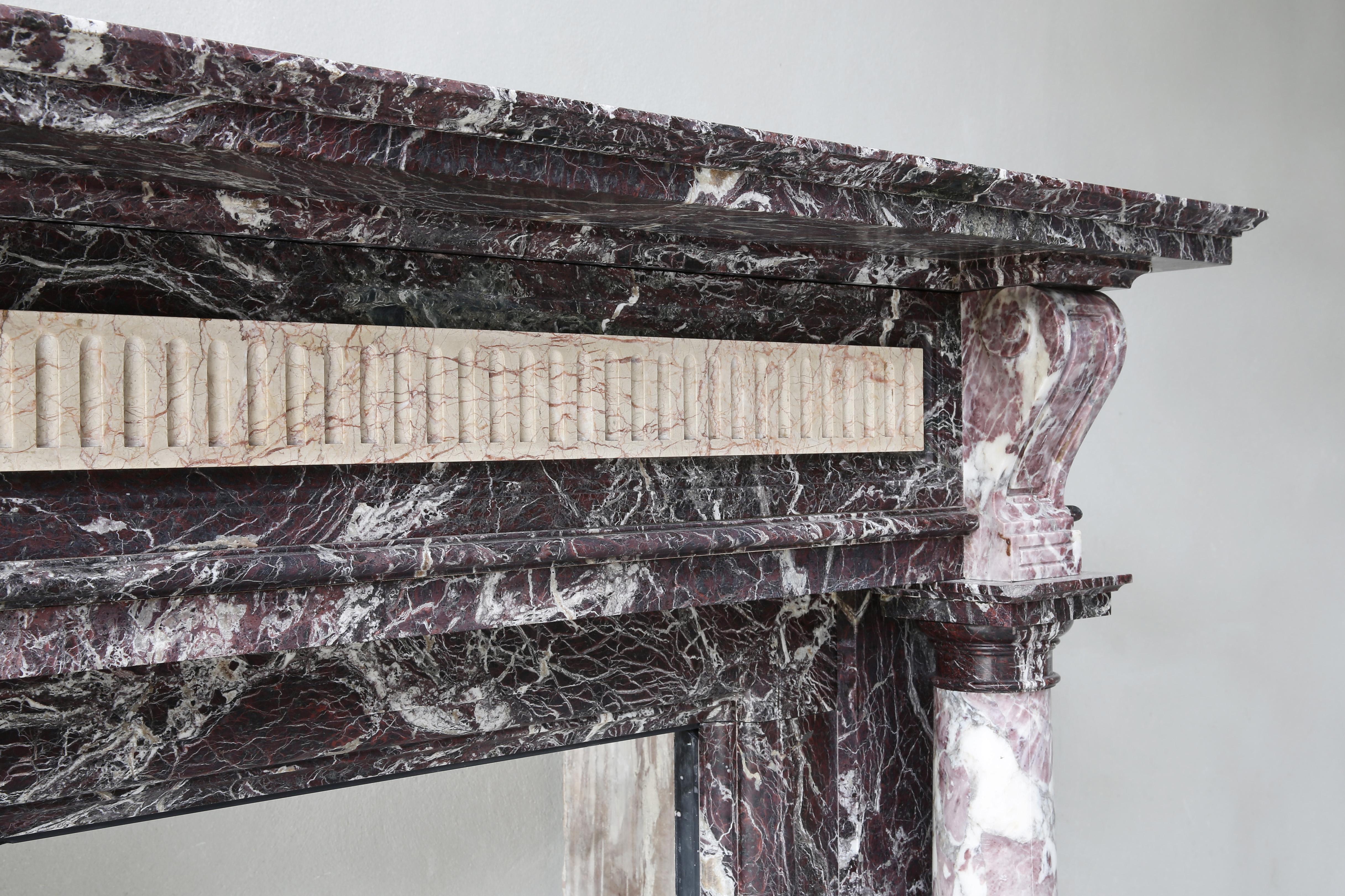 19th Century Marble Mantel in Style of Louis XVI of Levanto Marble from Toscane 1