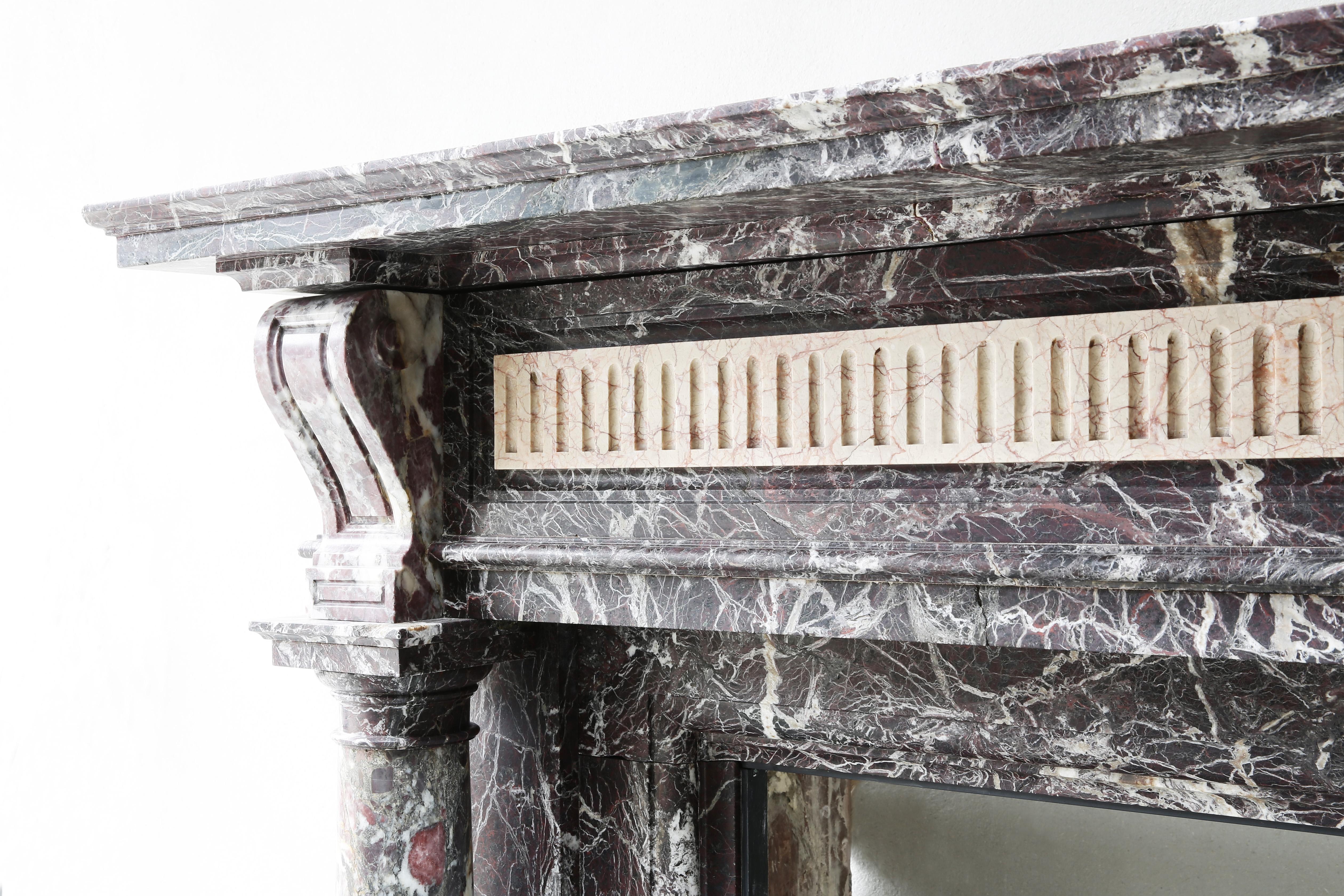 19th Century Marble Mantel in Style of Louis XVI of Levanto Marble from Toscane 2