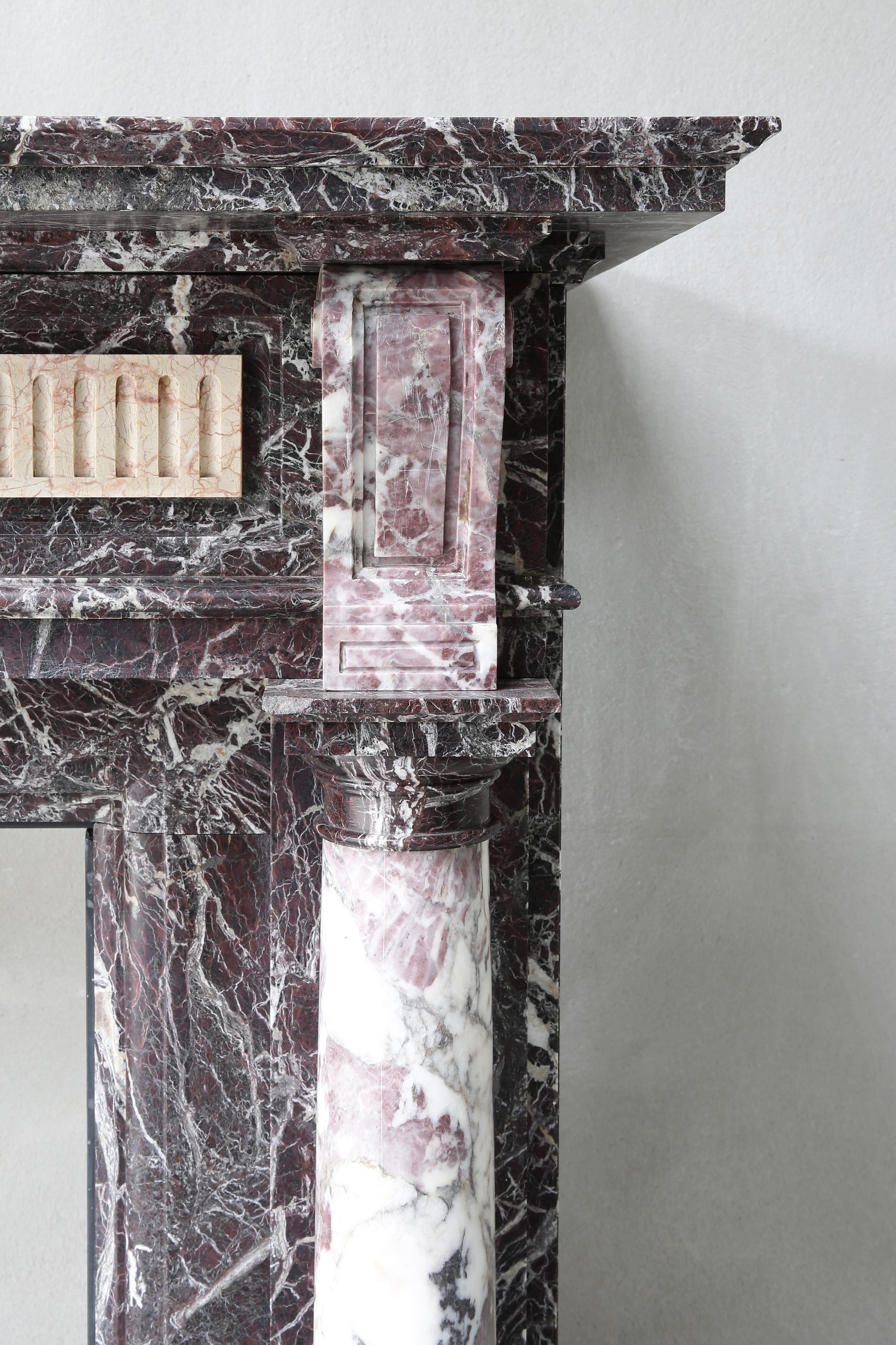 19th Century Marble Mantel in Style of Louis XVI of Levanto Marble from Toscane 3
