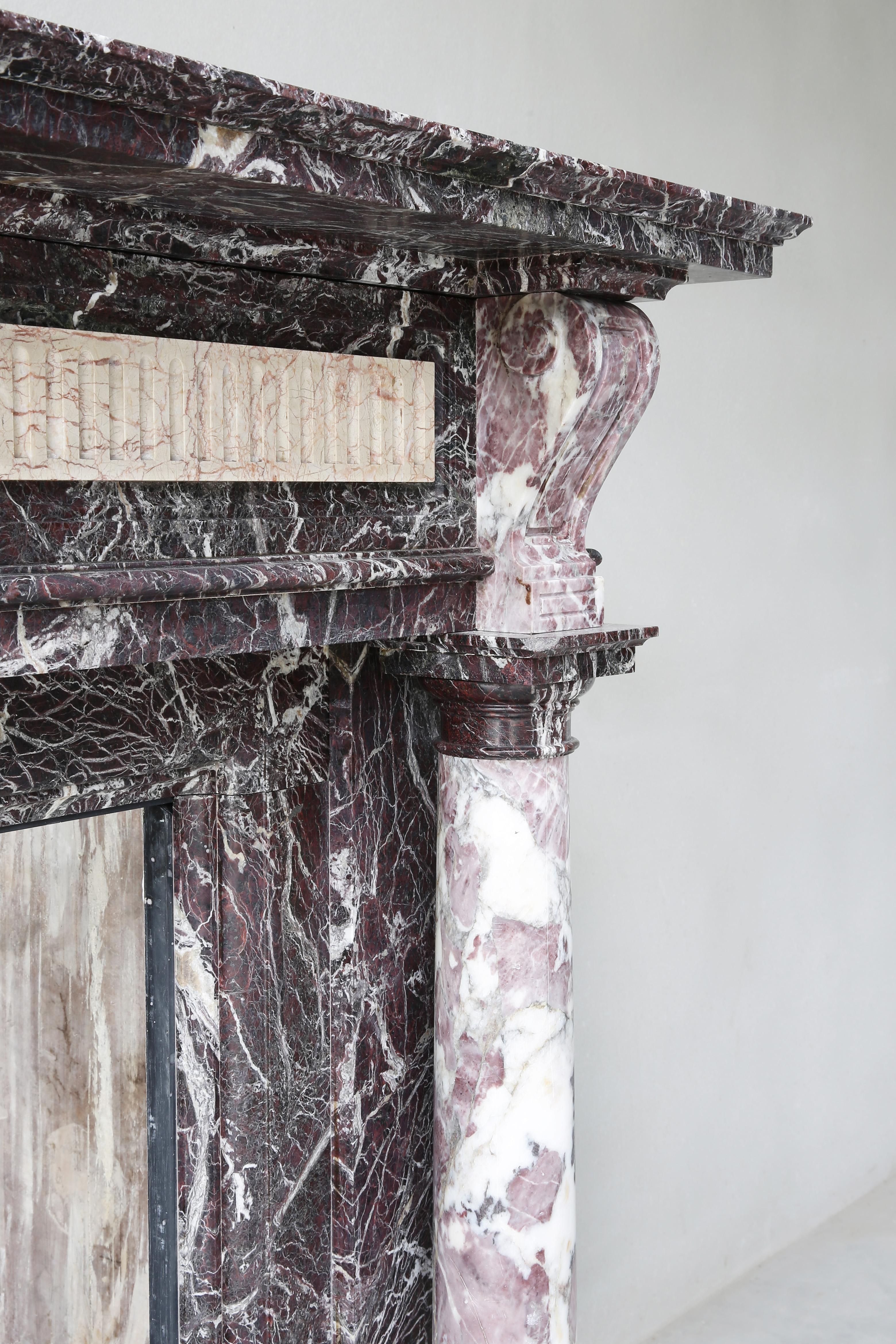 19th Century Marble Mantel in Style of Louis XVI of Levanto Marble from Toscane 4