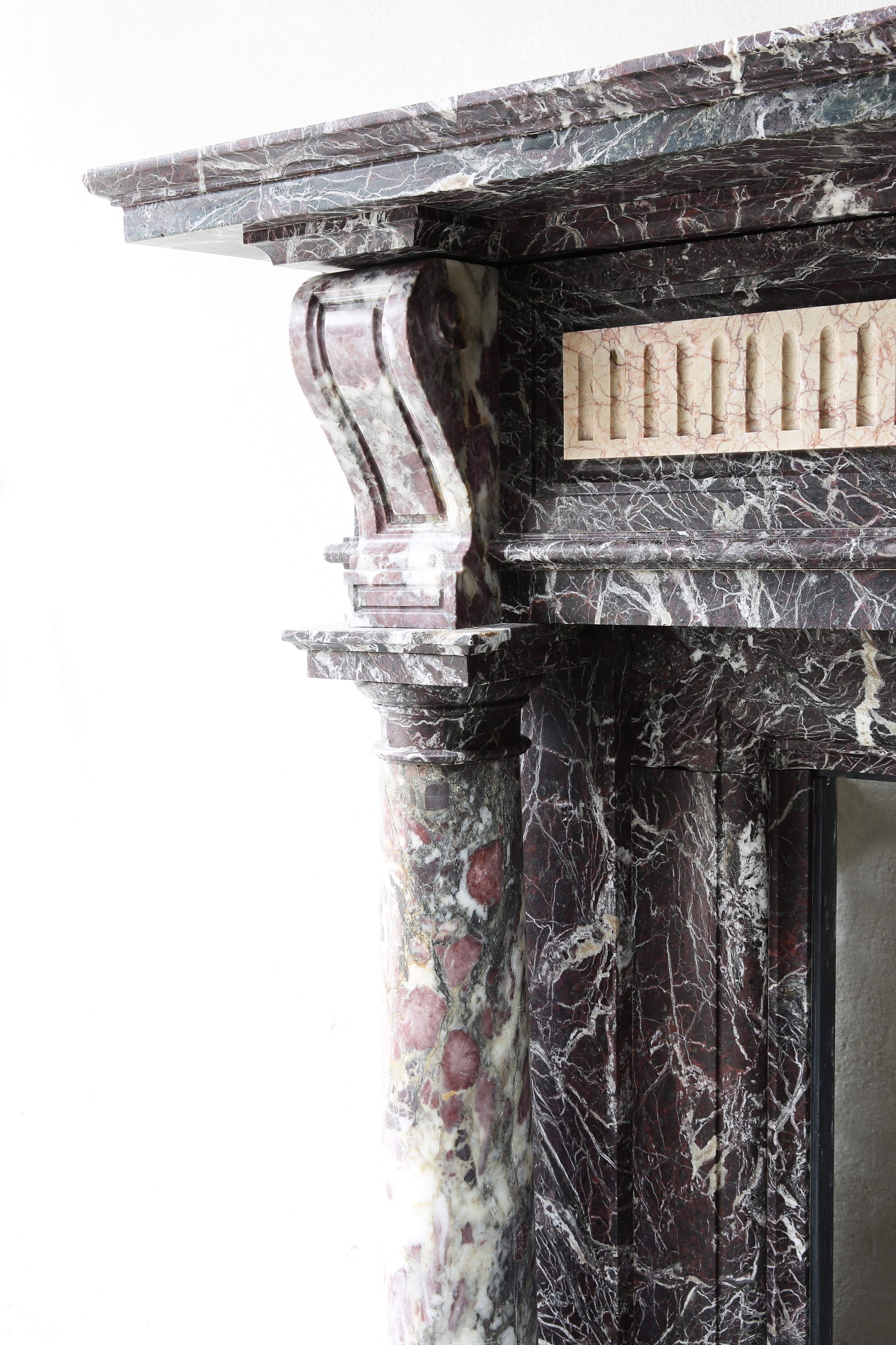 19th Century Marble Mantel in Style of Louis XVI of Levanto Marble from Toscane 5