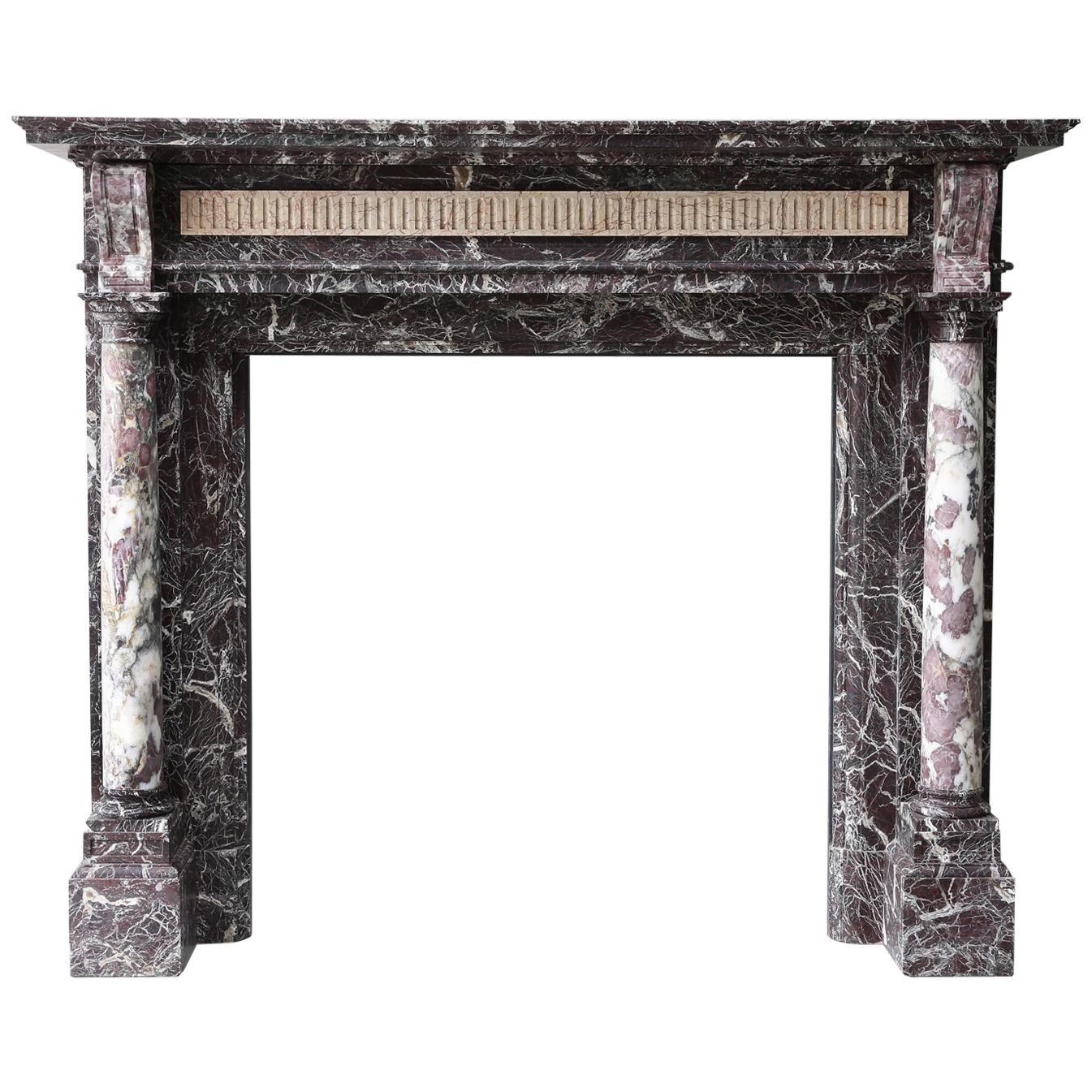 19th Century Marble Mantel in Style of Louis XVI of Levanto Marble from Toscane