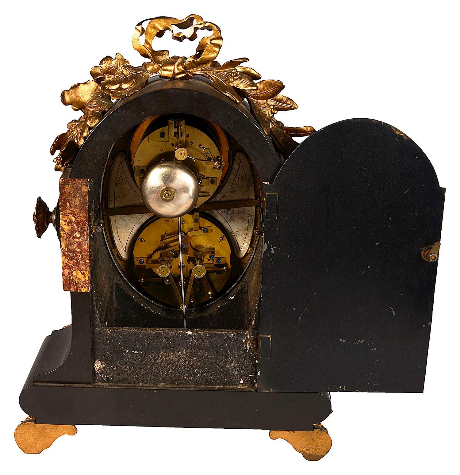 19th Century Marble mantle clock and calendar. In Good Condition For Sale In Brighton, Sussex