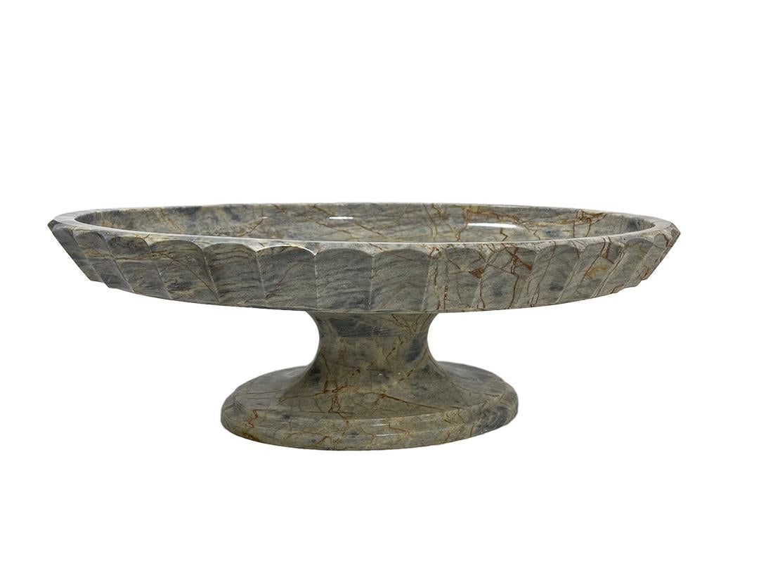 19th Century Marble Oval Tazza Centerpiece Bowl For Sale 1