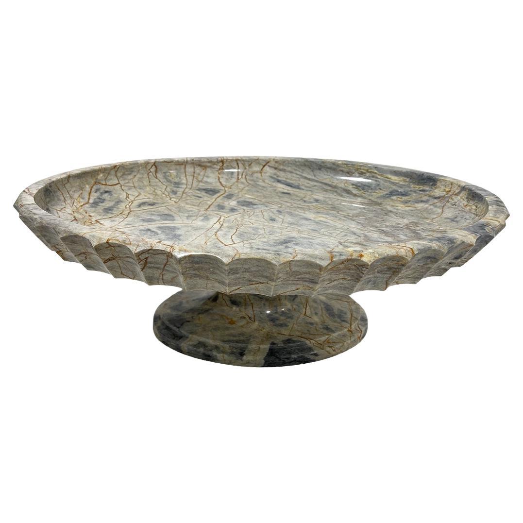 19th Century Marble Oval Tazza Centerpiece Bowl