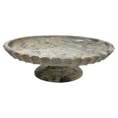 19th Century Marble Oval Tazza Centerpiece Bowl