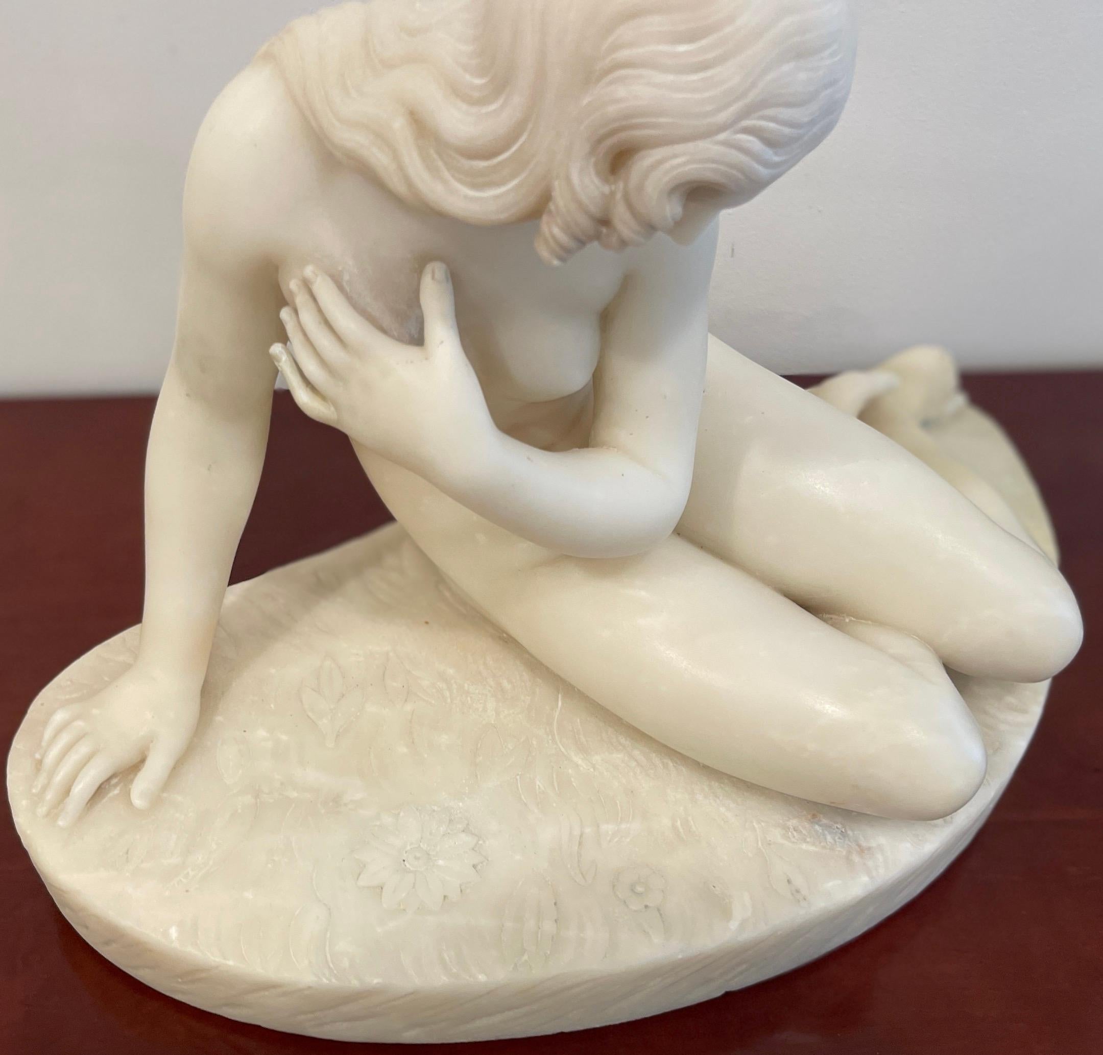High Victorian 19th Century Marble Sculpture “Eve at the Fountain” After Edward Hodges Baily For Sale