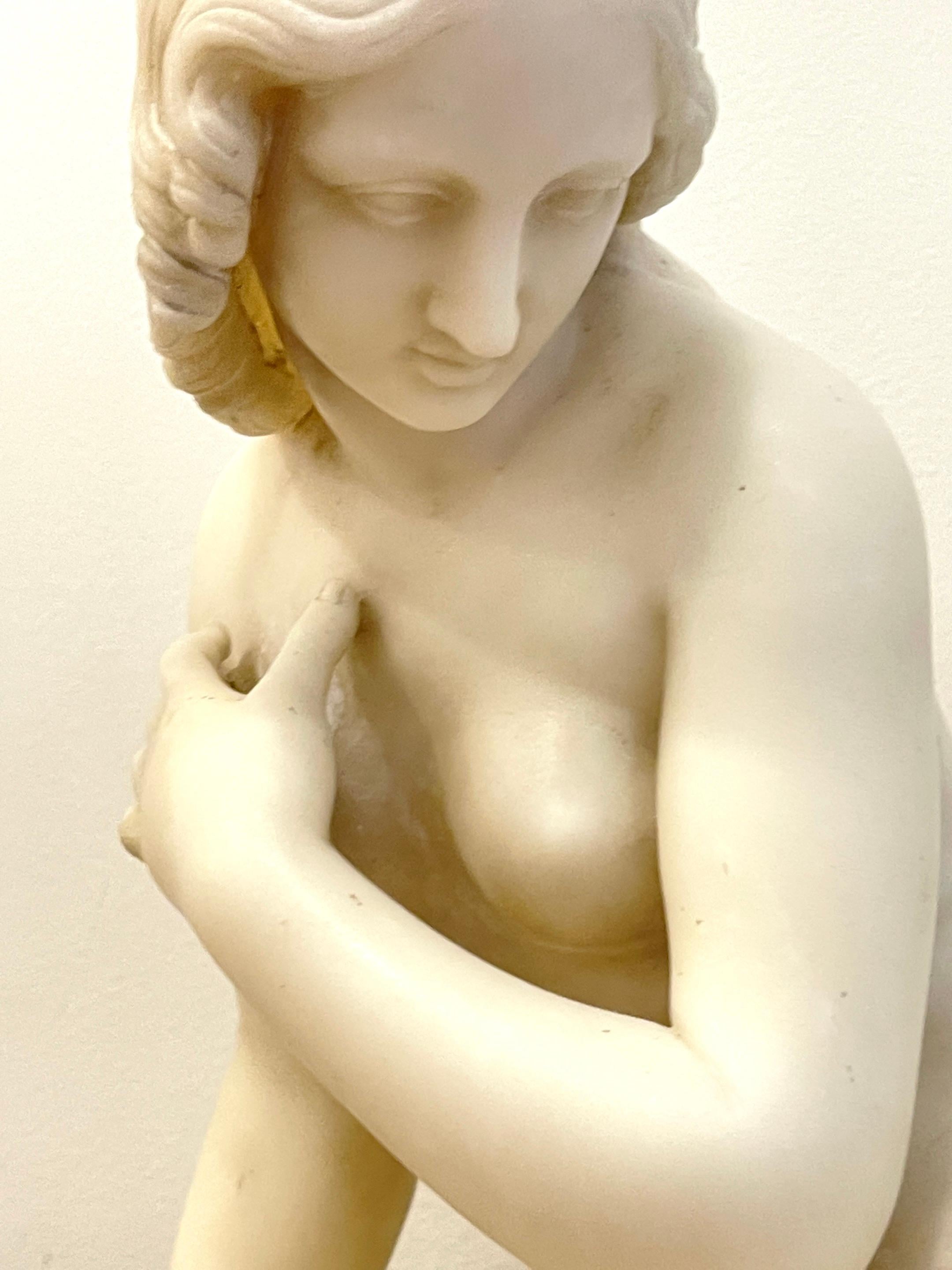 Hand-Carved 19th Century Marble Sculpture “Eve at the Fountain” After Edward Hodges Baily For Sale