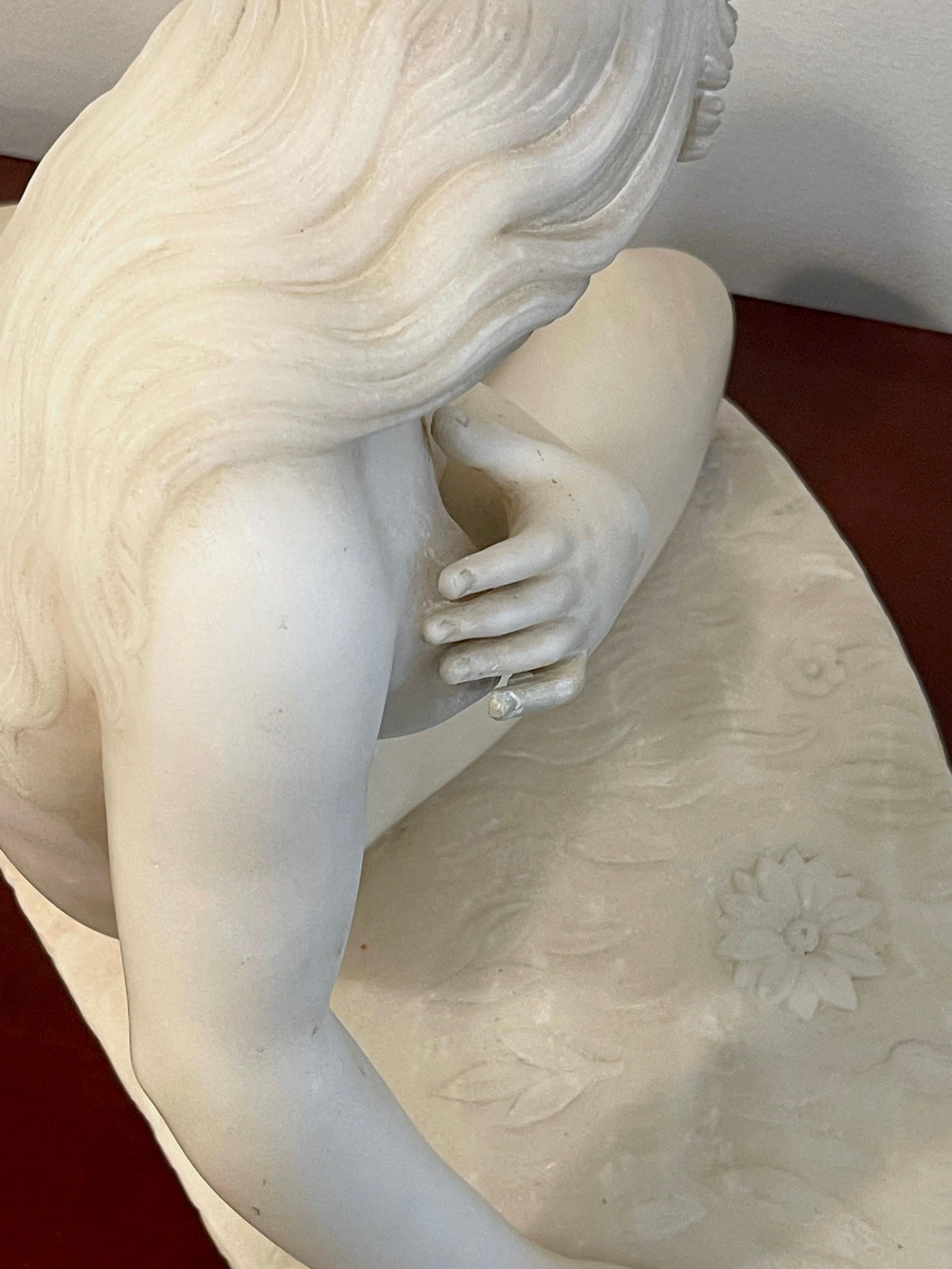 Carrara Marble 19th Century Marble Sculpture “Eve at the Fountain” After Edward Hodges Baily For Sale
