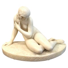 Antique 19th Century Marble Sculpture “Eve at the Fountain” After Edward Hodges Baily