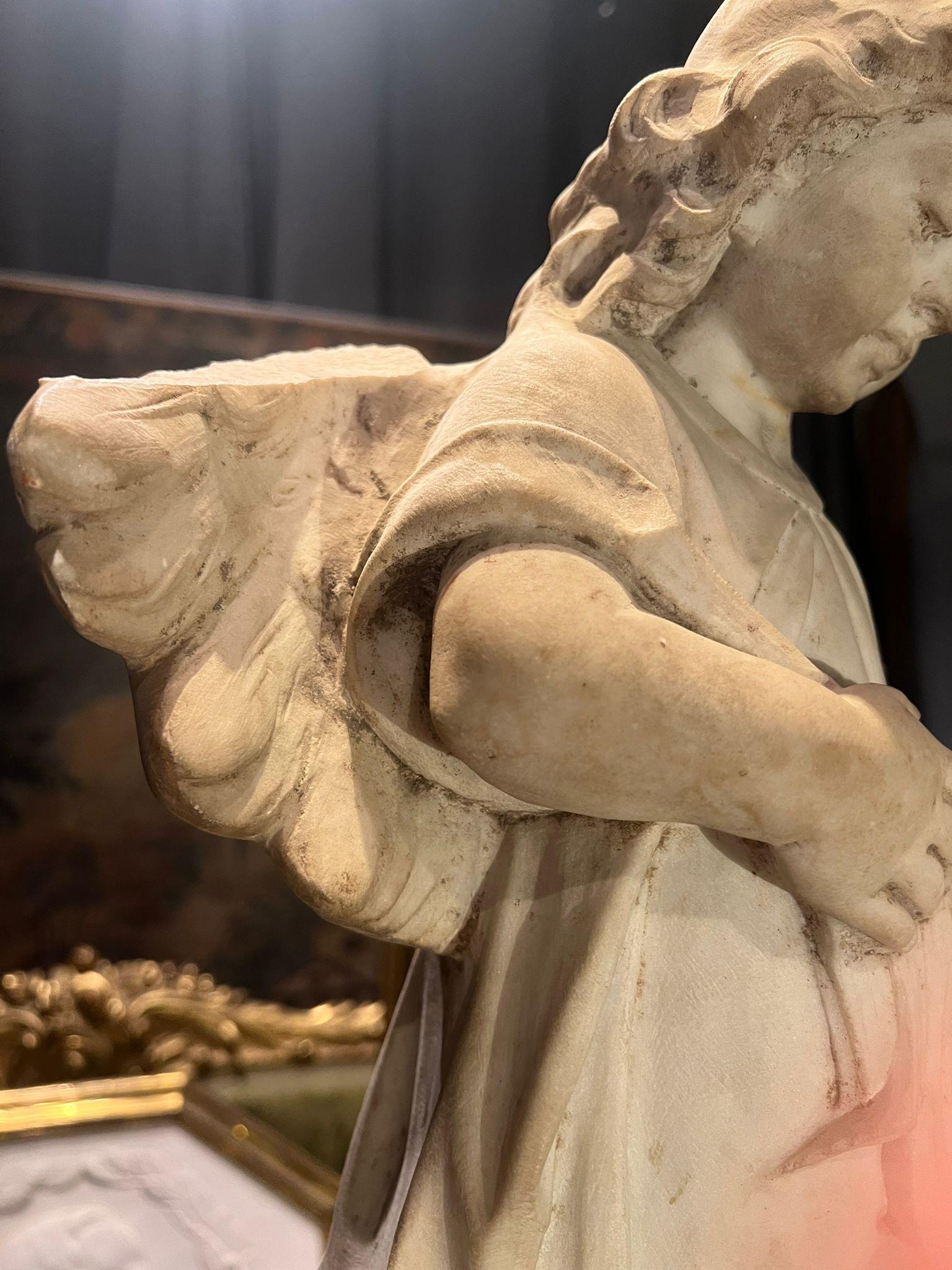 19th century marble sculpture of a little angel For Sale 4
