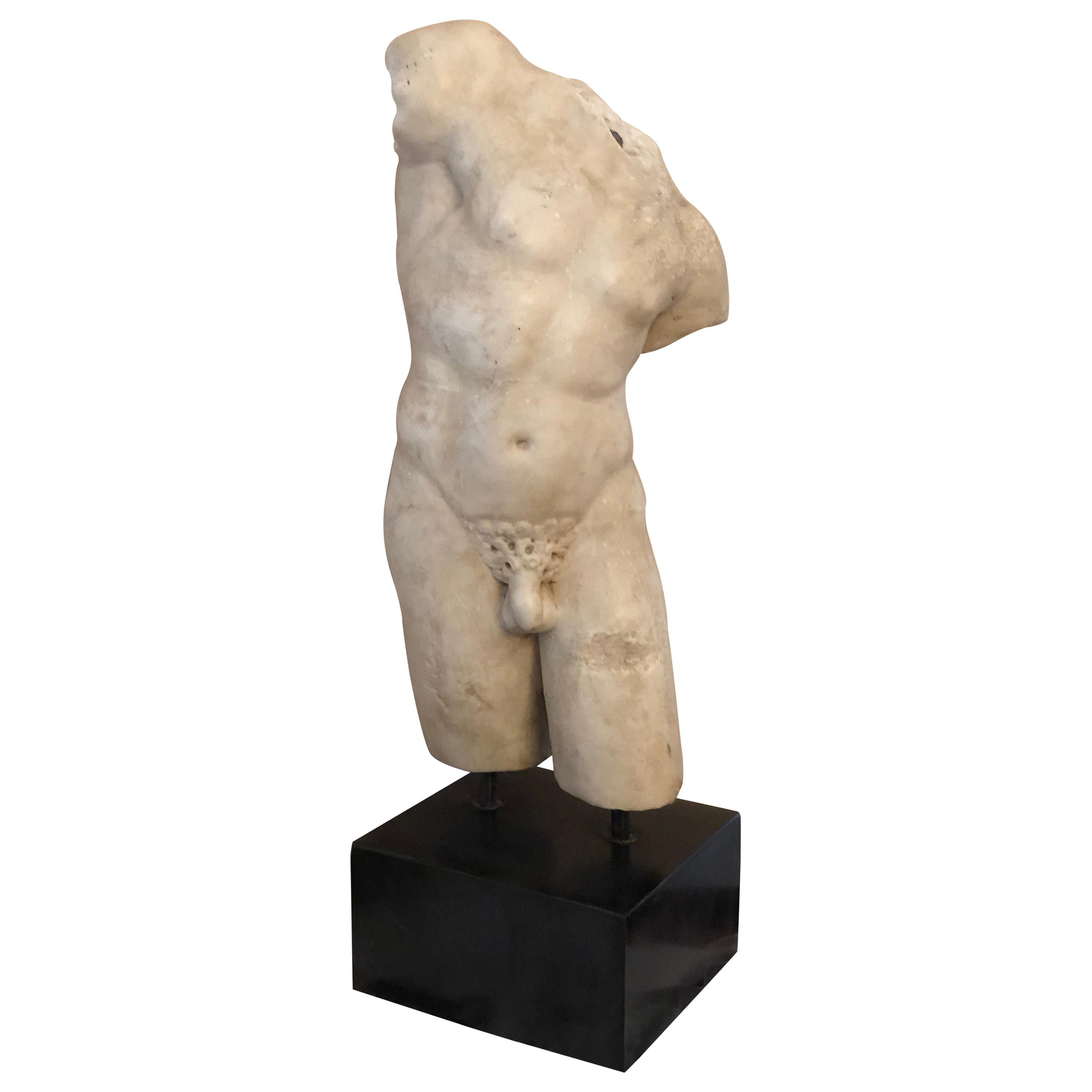 19th Century Marble Sculpture of a Naked Man For Sale