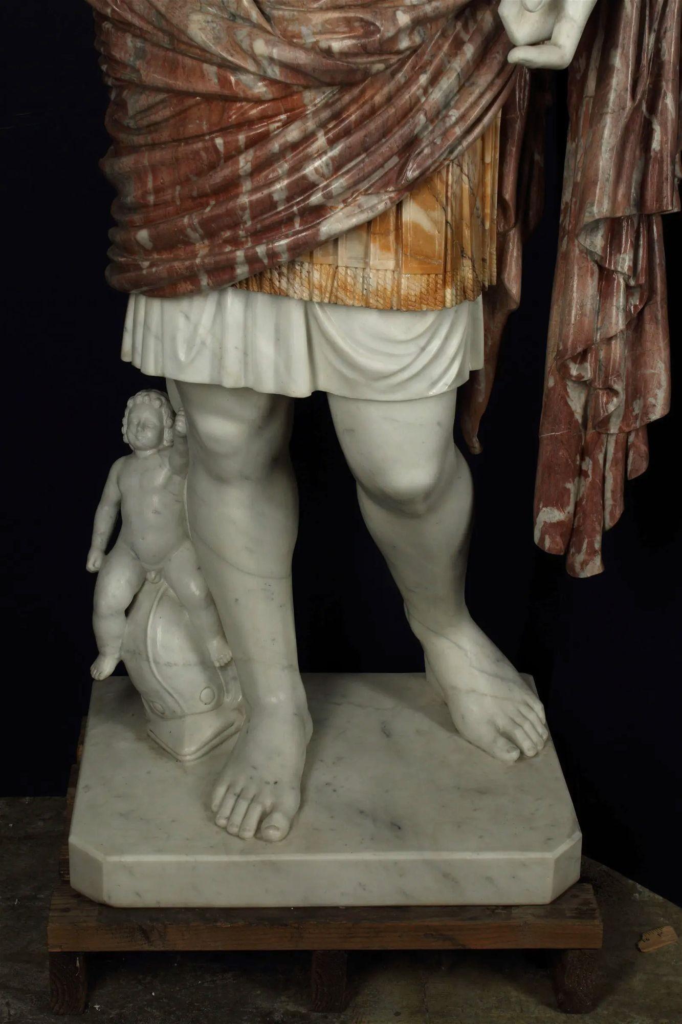 Escultura de mármol de Augusto de Prima Porta, siglo XIX, de Andrea Navari en venta 2