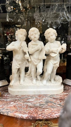 19th Century Marble Sculpture of Putti Musicians