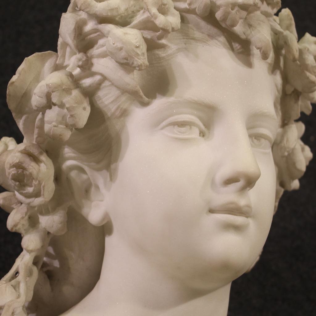 Late 19th Century 19th Century Marble Signed A. Bottinelli Italian Antique Bust Sculpture, 1880